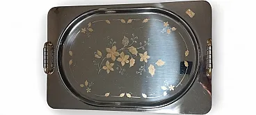 Stainless steel and gold Giorinox tray, 1990s
