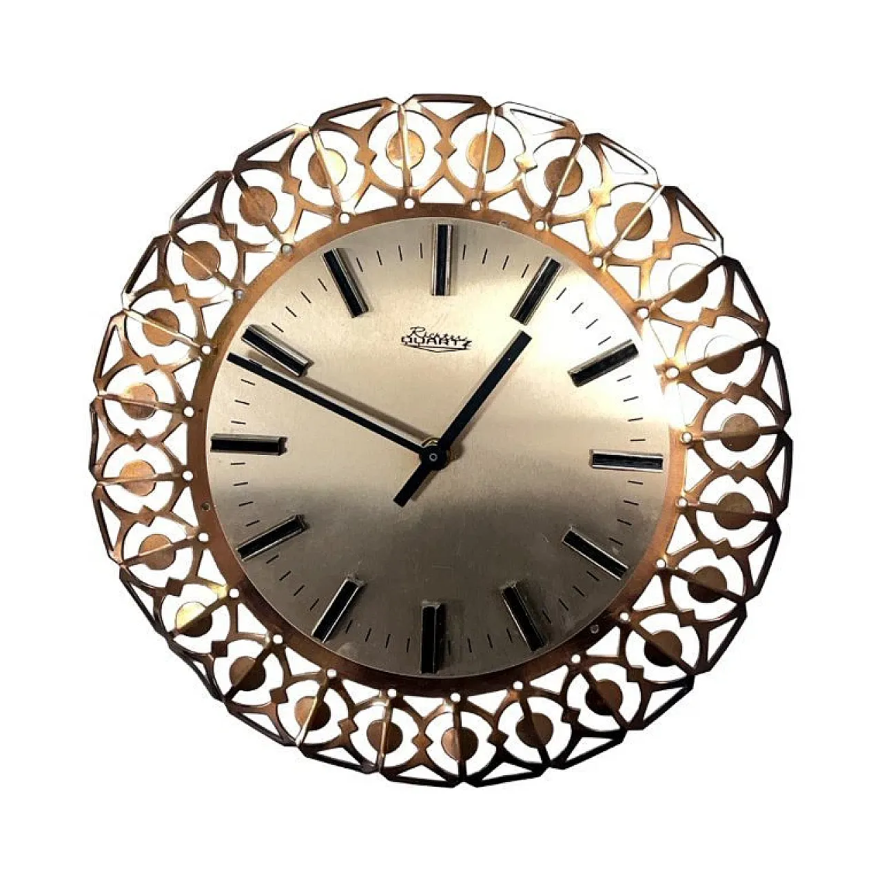 Richter wall clock in brass, openwork, 1960s 1