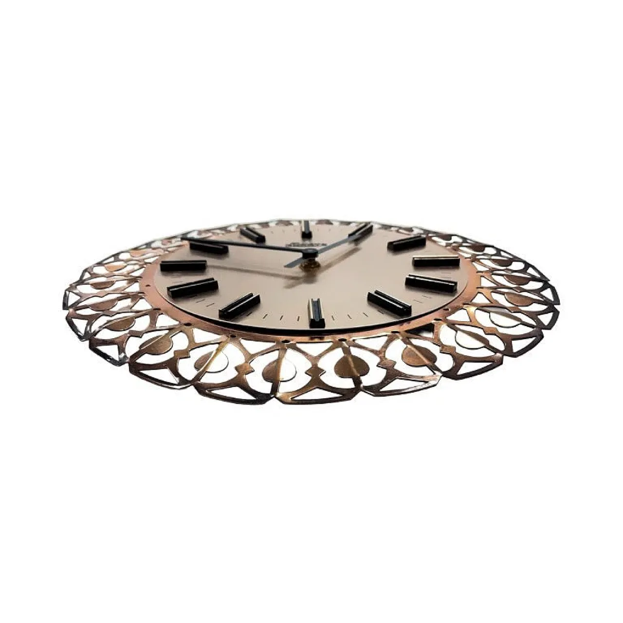 Richter wall clock in brass, openwork, 1960s 4