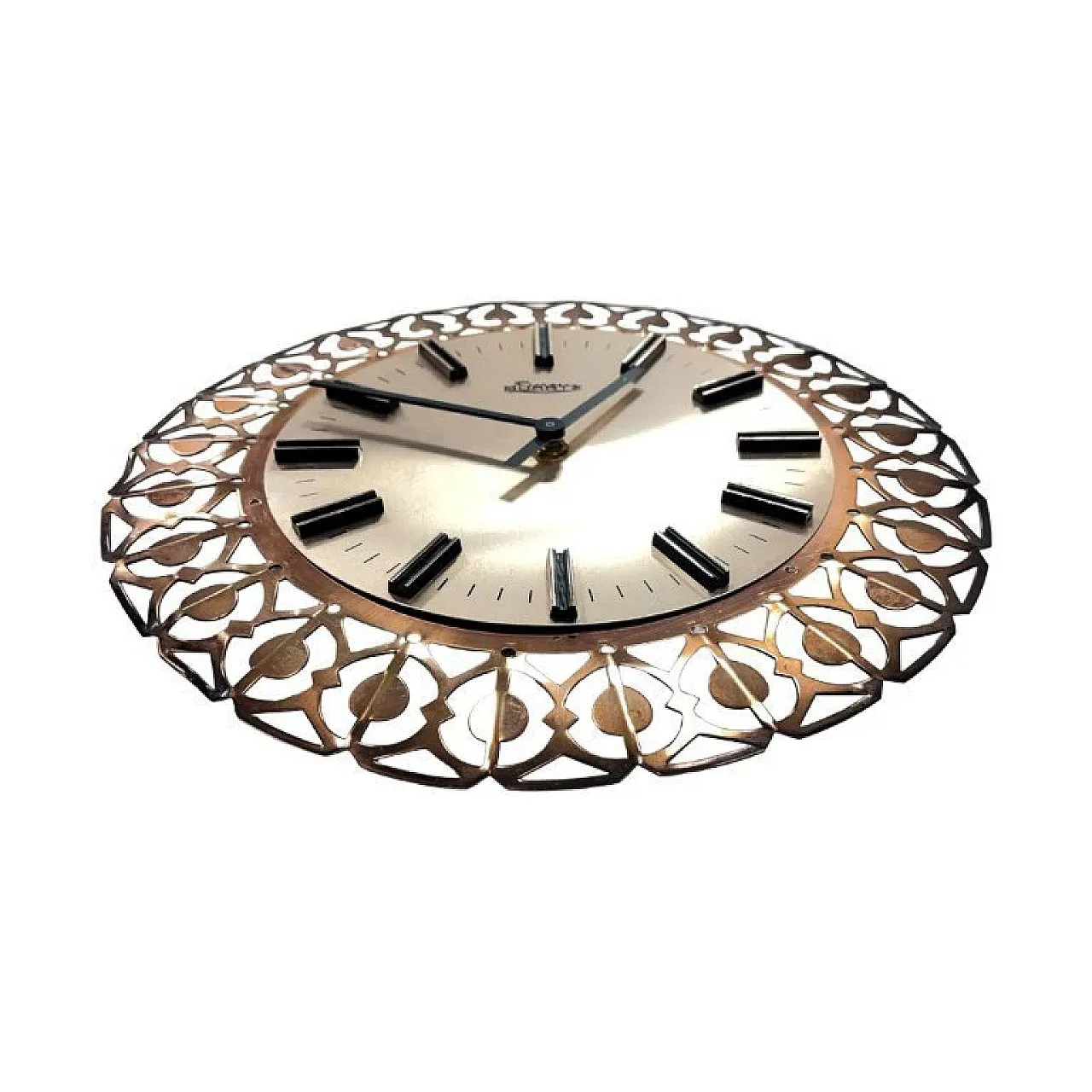 Richter wall clock in brass, openwork, 1960s 5