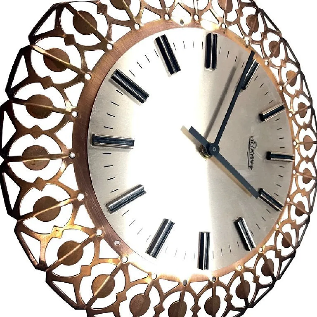 Richter wall clock in brass, openwork, 1960s 6