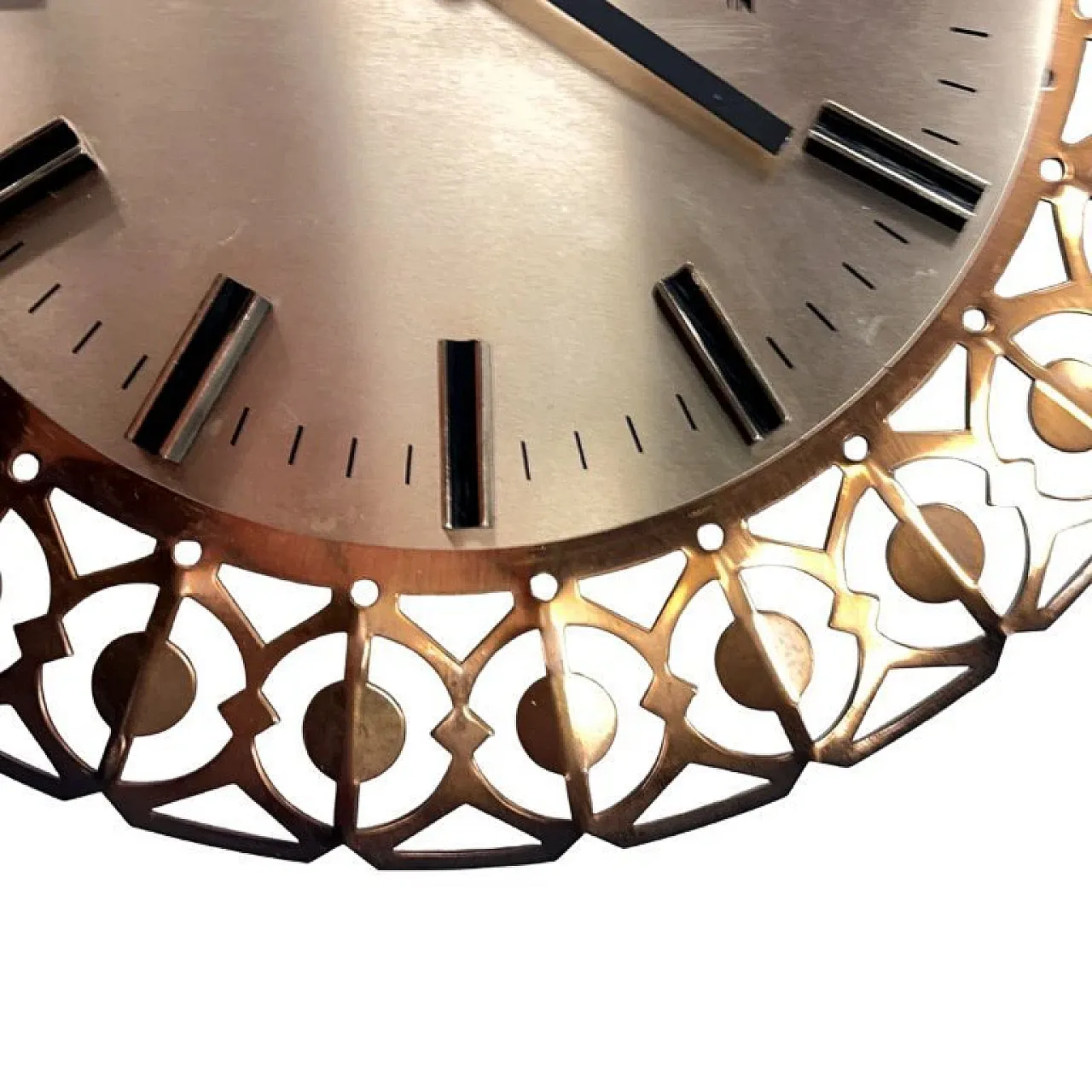 Richter wall clock in brass, openwork, 1960s 7