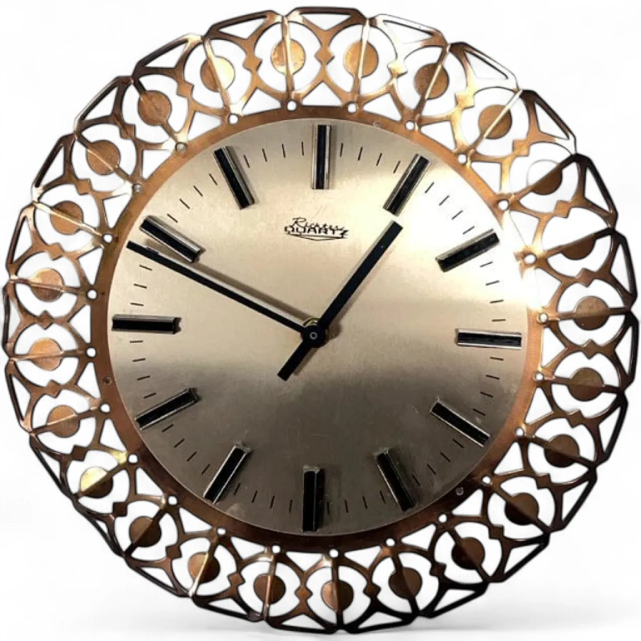 Richter wall clock in brass, openwork, 1960s 8