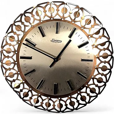 Richter wall clock in brass, openwork, 1960s