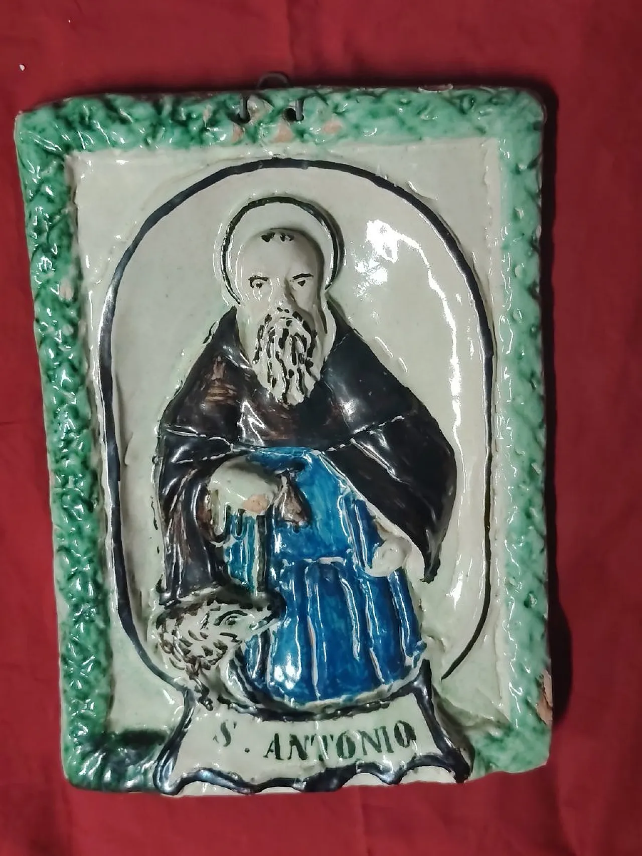 Glazed terracotta devotional tablet, mid-19th century 4
