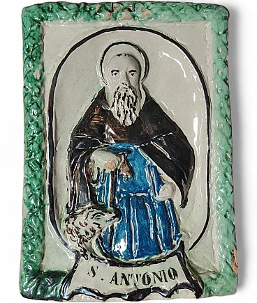 Glazed terracotta devotional tablet, mid-19th century