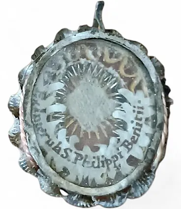 Silver reliquary with beveled crystal facade, 19th century
