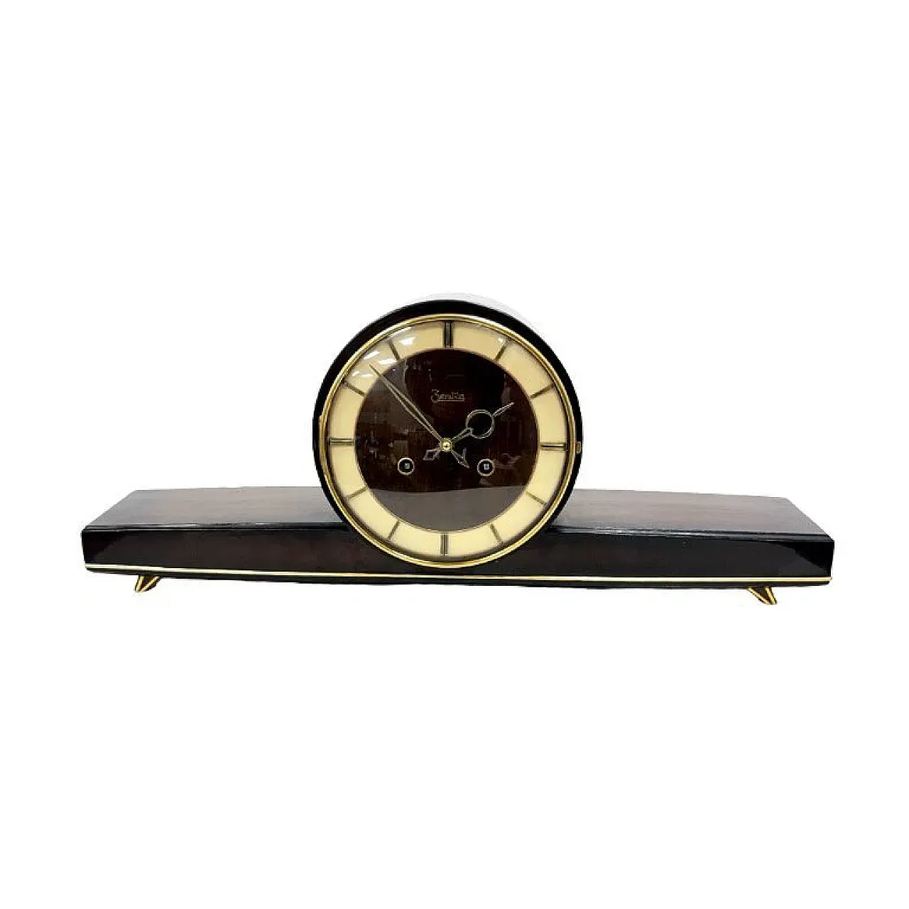Zentra mantel clock black and gold, 1950s 1
