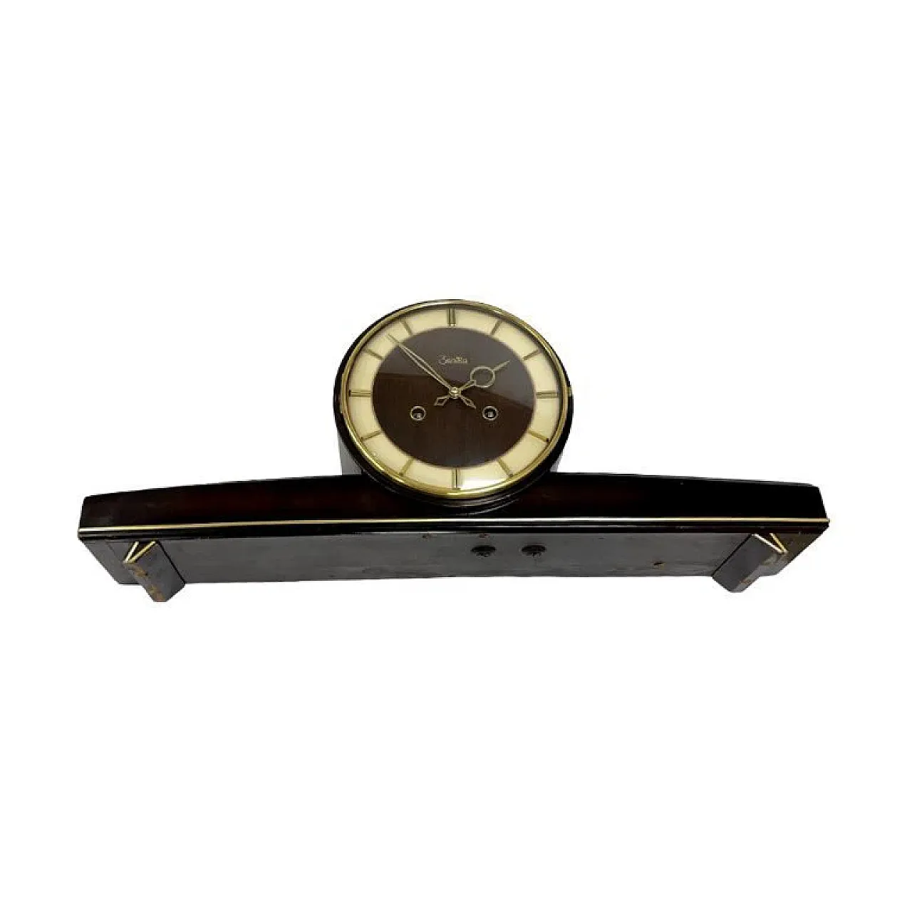 Zentra mantel clock black and gold, 1950s 7