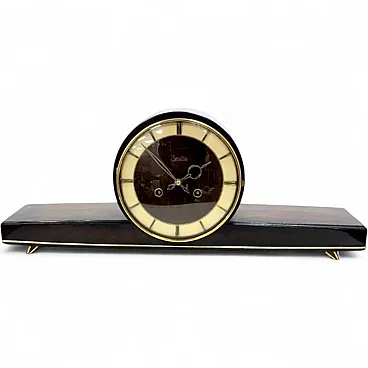Zentra mantel clock black and gold, 1950s