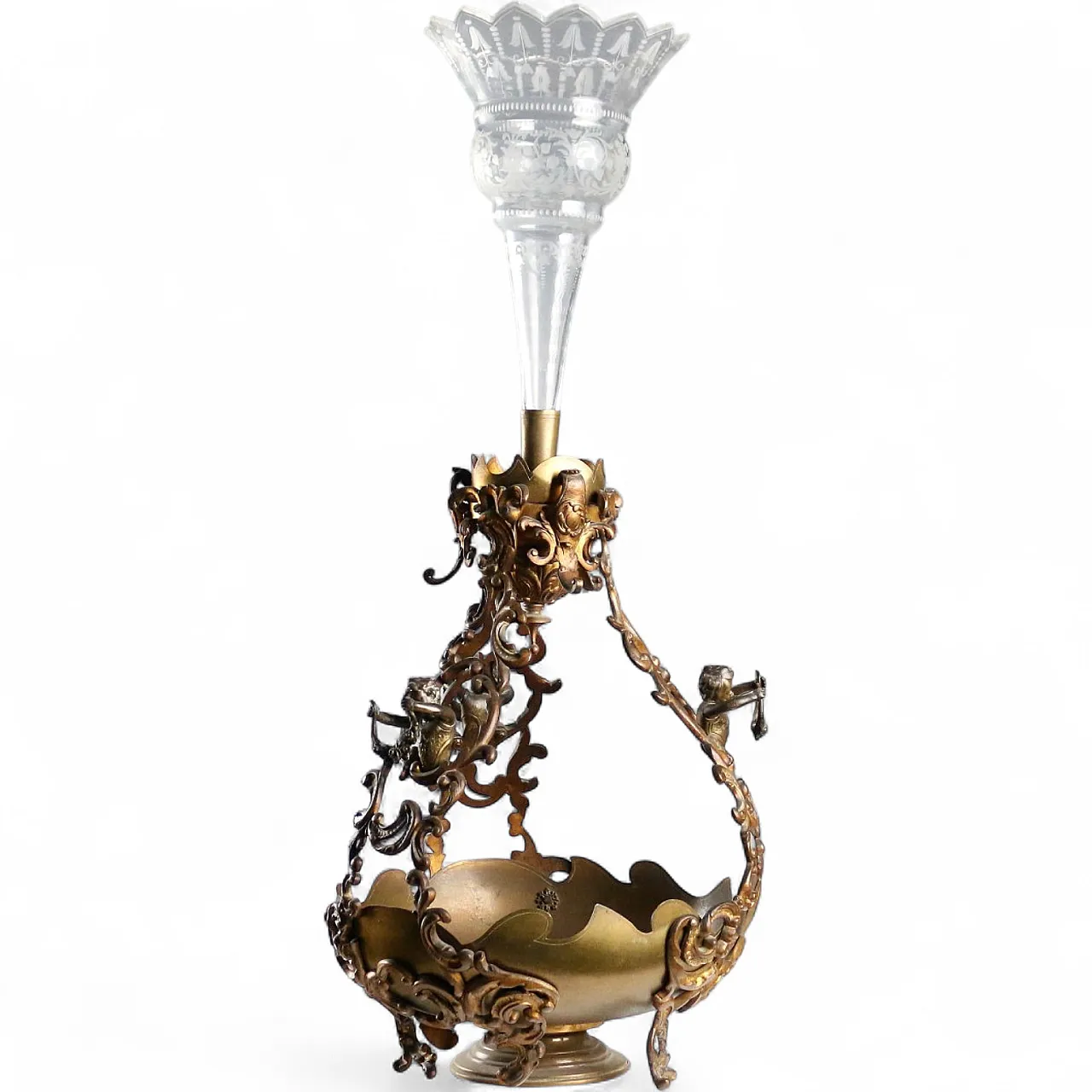 Centerpiece in gilt bronze and glass, 20th century 11
