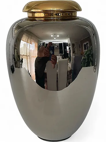 Bosa Ceramics silver vase, 1980s