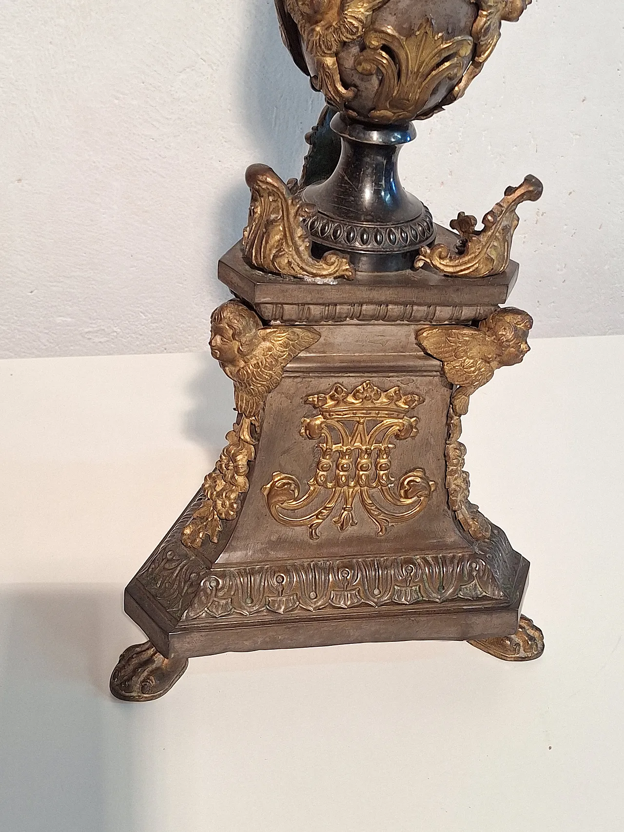 Altar candlesticks in silver and gilded metal, 19th century 6