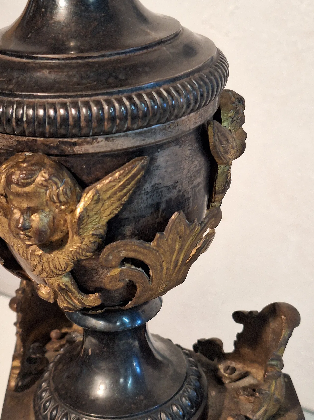 Altar candlesticks in silver and gilded metal, 19th century 10