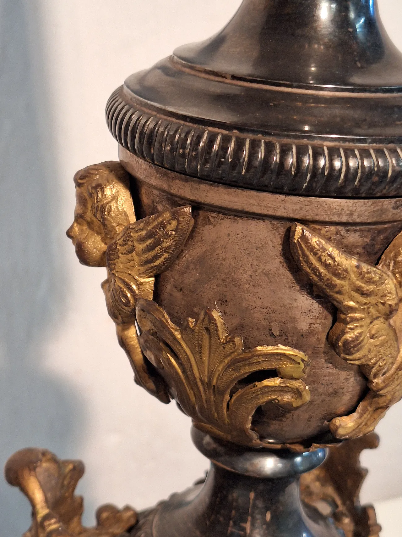 Altar candlesticks in silver and gilded metal, 19th century 11