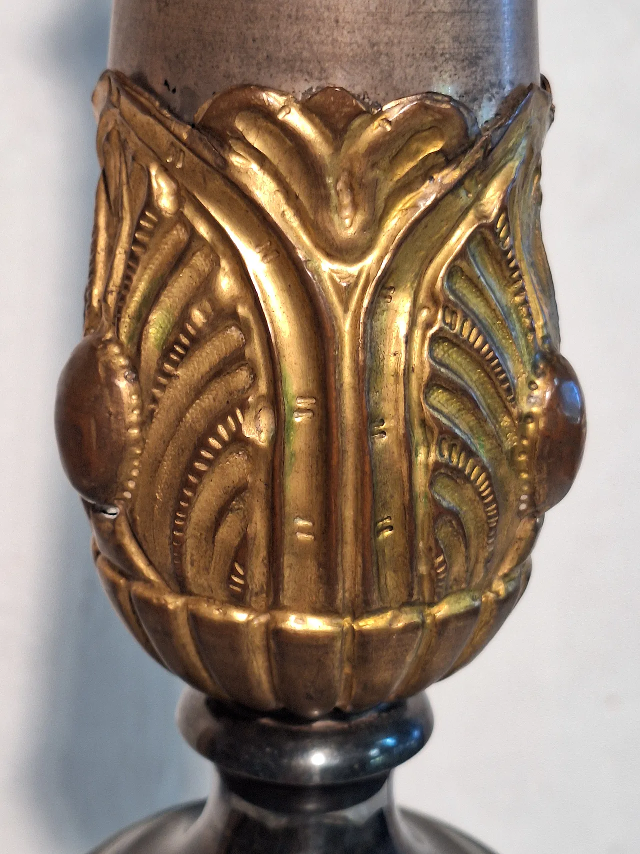 Altar candlesticks in silver and gilded metal, 19th century 12