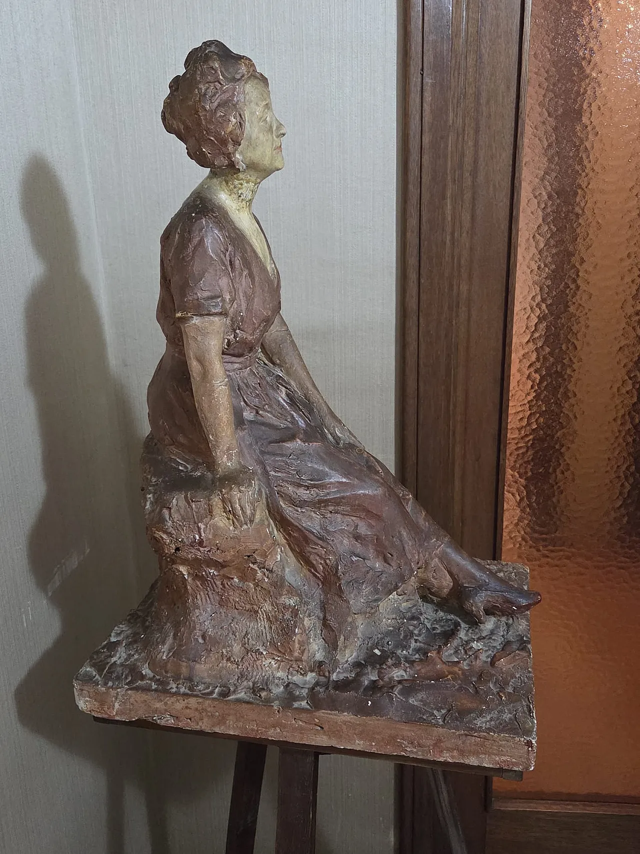 Luigi Betti, Seated woman, polycrome plaster, 1930s 3