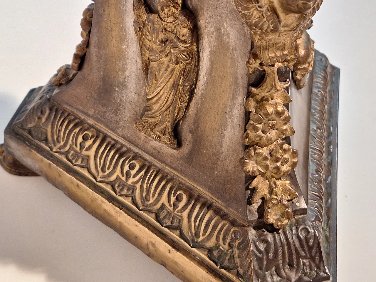 Altar candlesticks in silver and gilded metal, 19th century 19