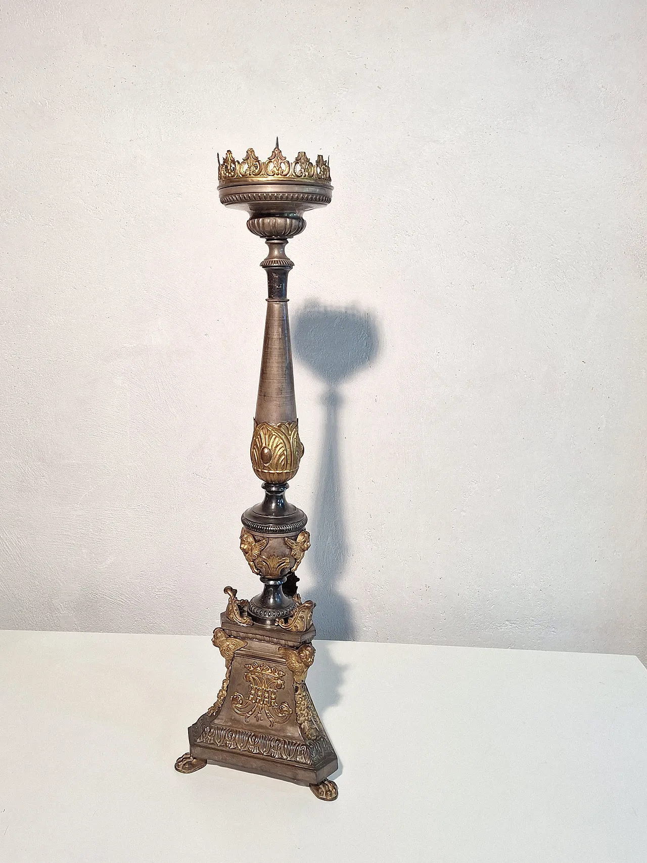 Altar candlesticks in silver and gilded metal, 19th century 26