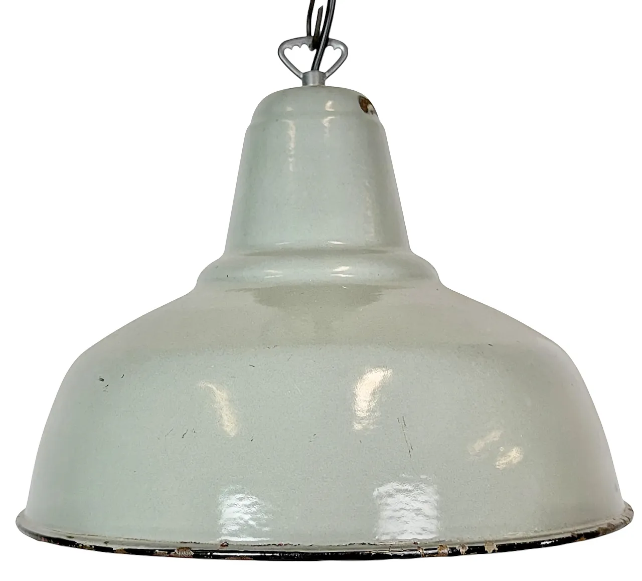 Lampada a sospensione industriale in smalto grigio, anni '60 1