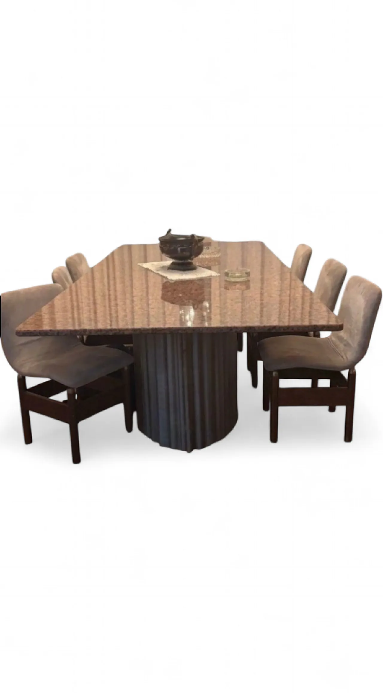 Large Brutalist pink marble dining table by Max Papiri, 1970s 10