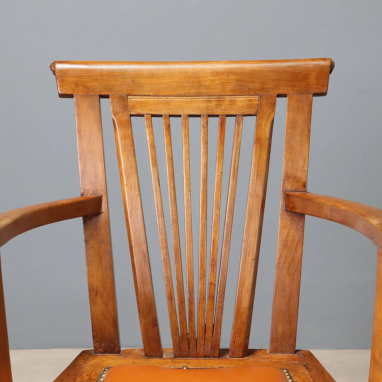 Swivel walnut armchair with open backrest, late 19th century 4