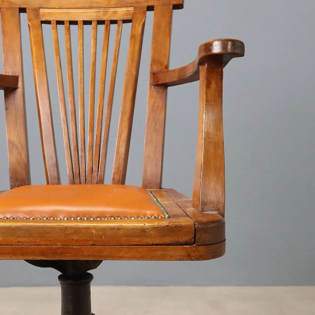 Swivel walnut armchair with open backrest, late 19th century 6