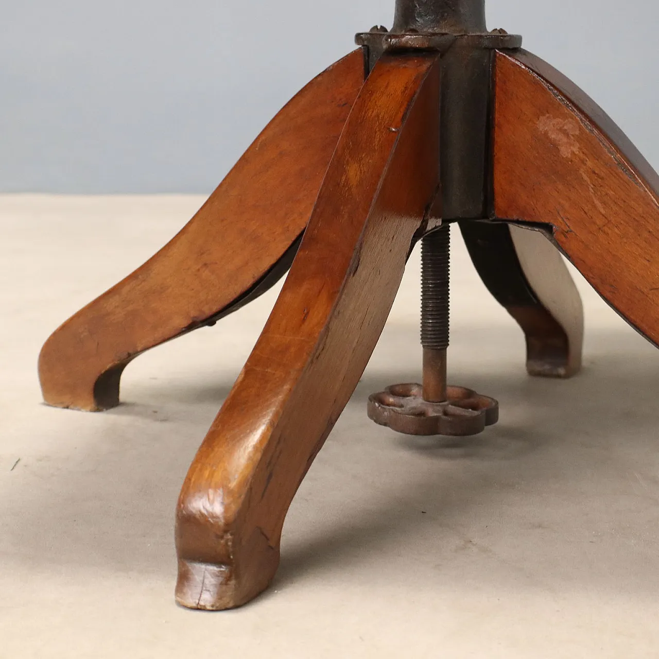 Swivel walnut armchair with open backrest, late 19th century 8