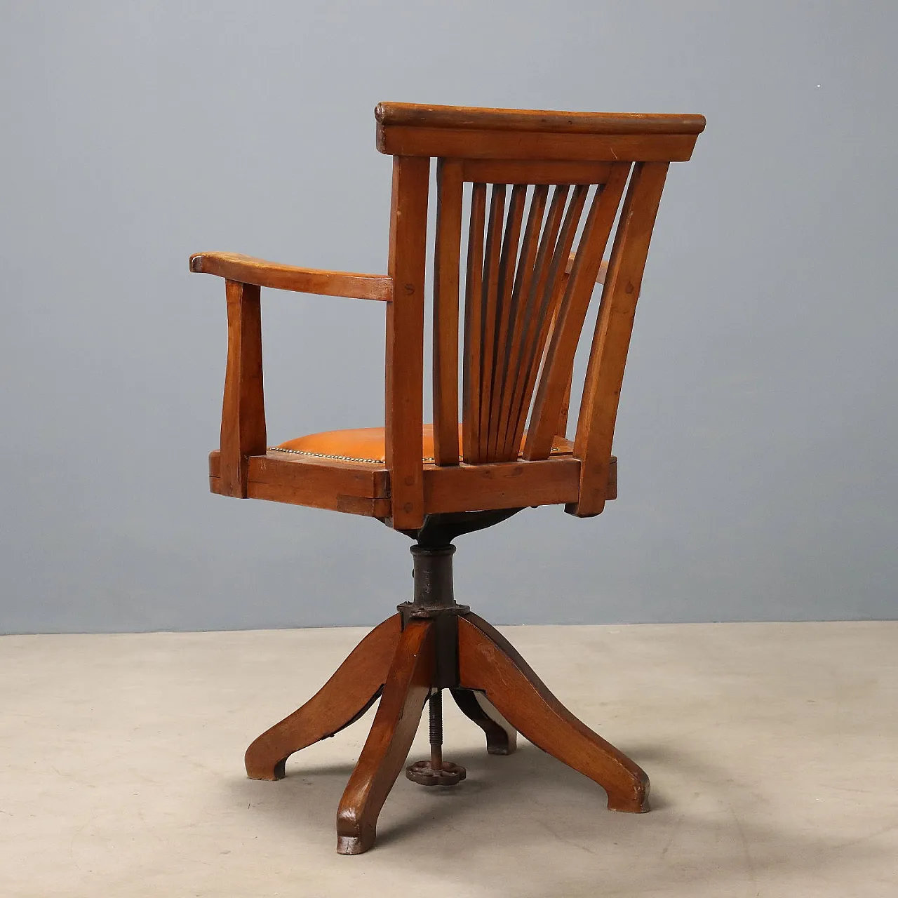 Swivel walnut armchair with open backrest, late 19th century 10