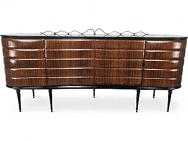 Sideboard by Vittorio Dassi in rosewood and black glass, 1940