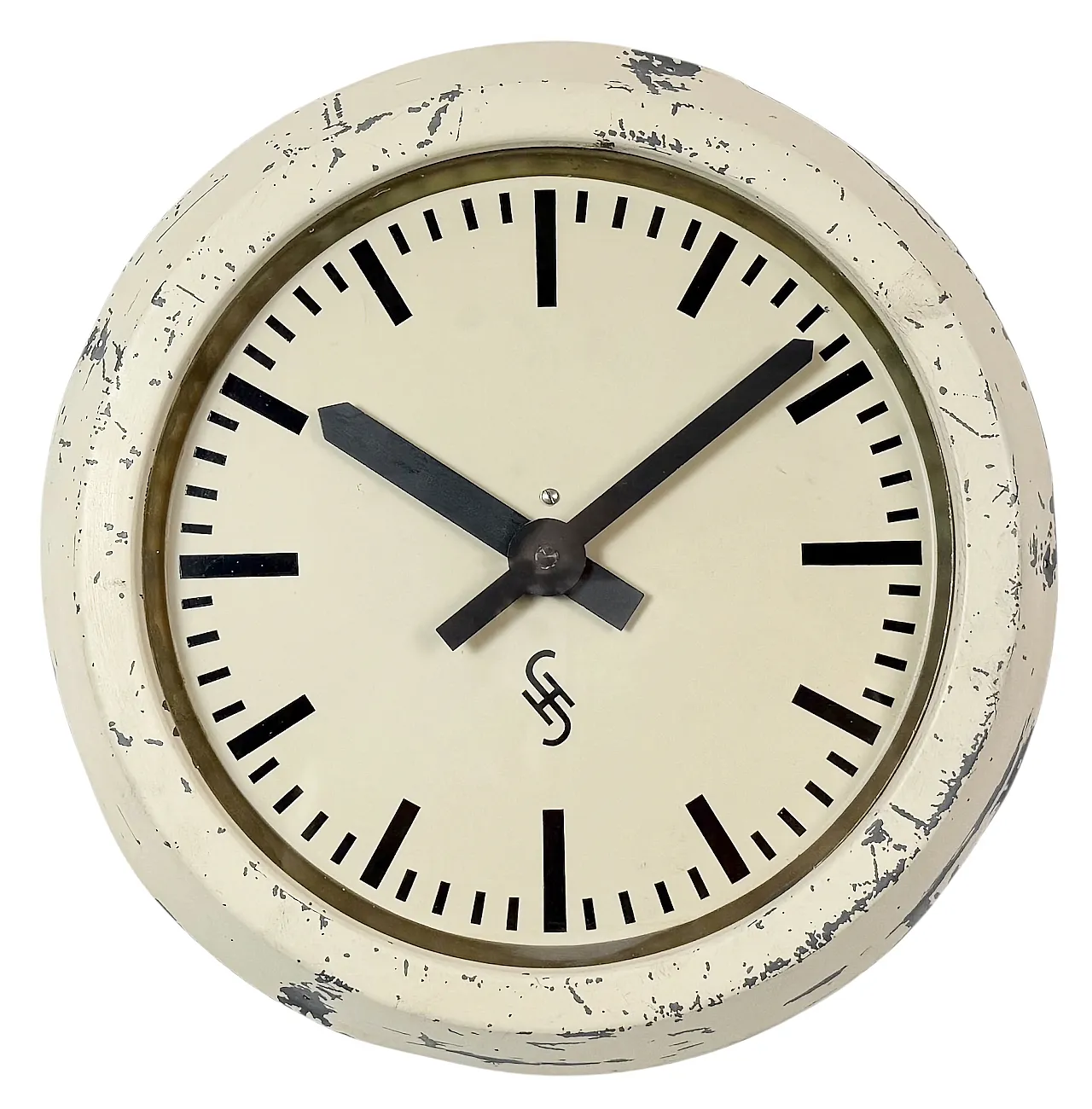 Beige Industrial Factory Wall Clock from Siemens, 1950s 1