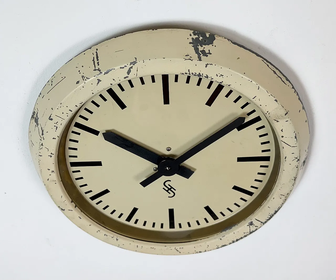 Beige Industrial Factory Wall Clock from Siemens, 1950s 6