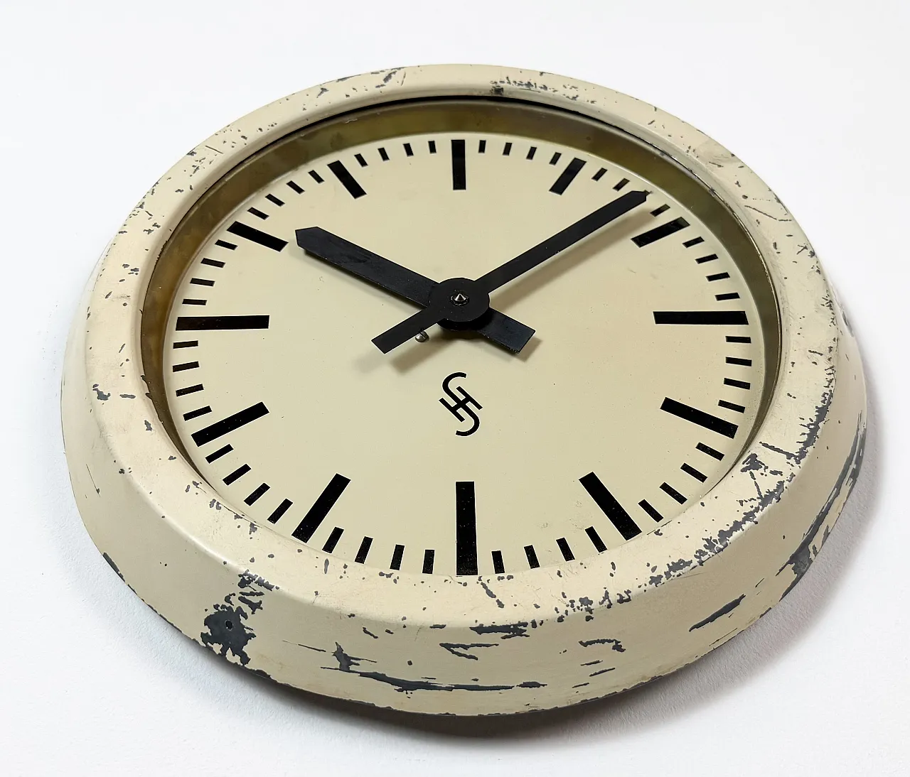 Beige Industrial Factory Wall Clock from Siemens, 1950s 7