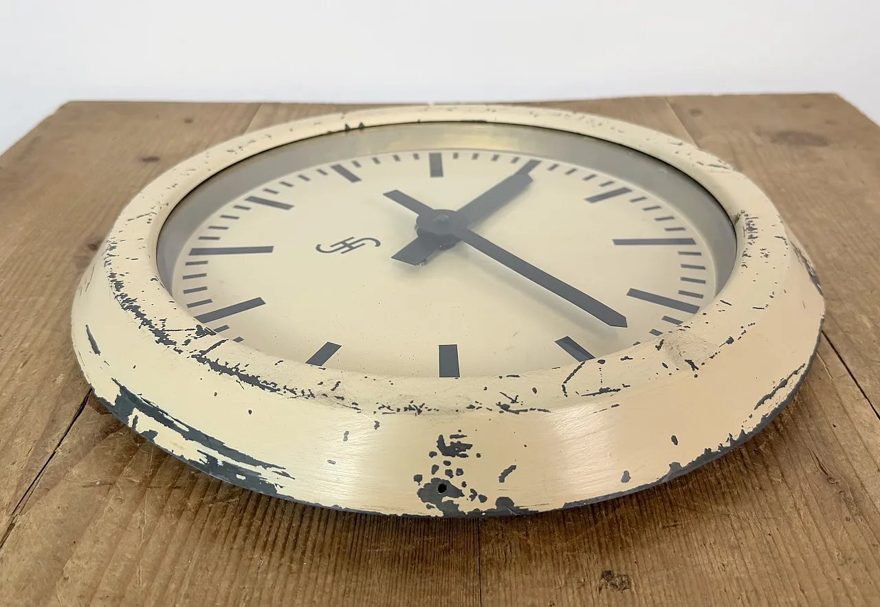 Beige Industrial Factory Wall Clock from Siemens, 1950s 12