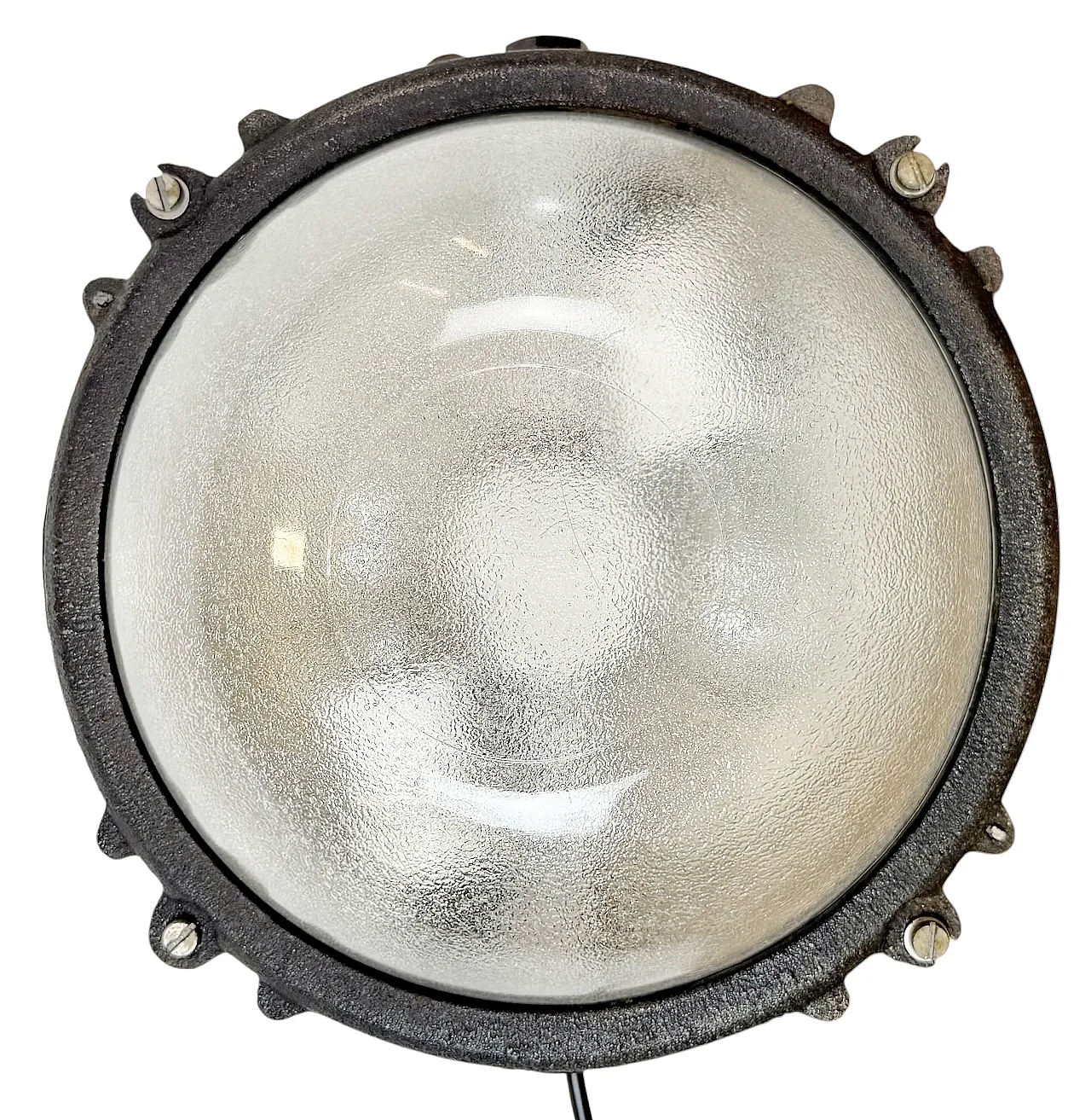 Lampada da parete o da soffitto industriale nera in ghisa di Elektrosvit 1