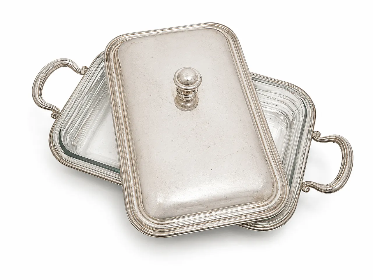 Silver metal baking dish holder 2