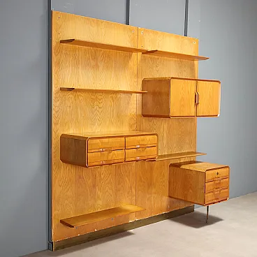 Libreria a parete in acero, anni '60