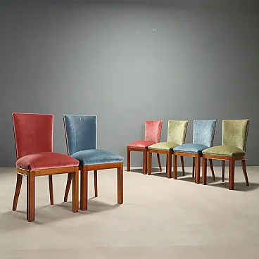 6 Chairs with velvet, 1950s