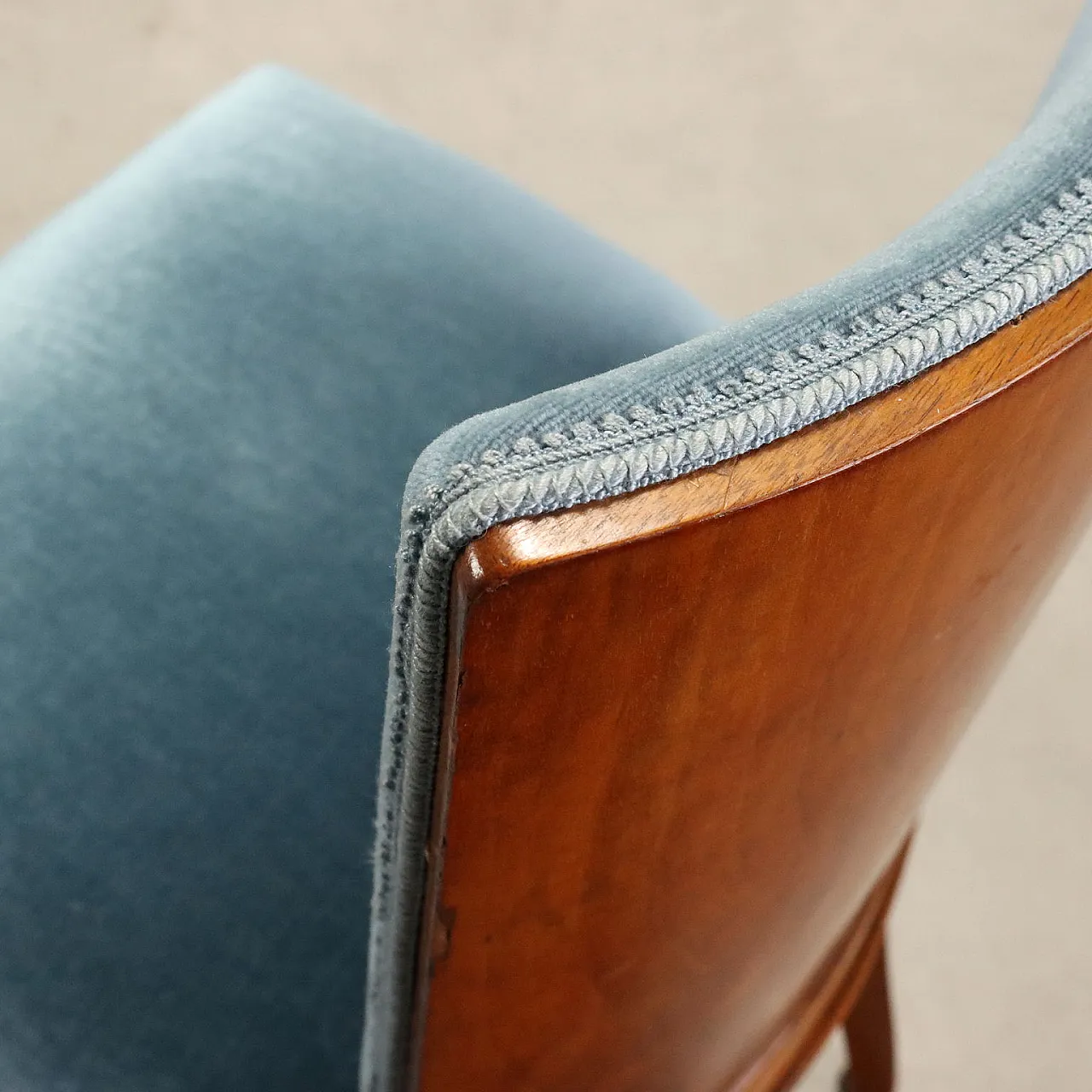 6 Chairs with velvet, 1950s 6