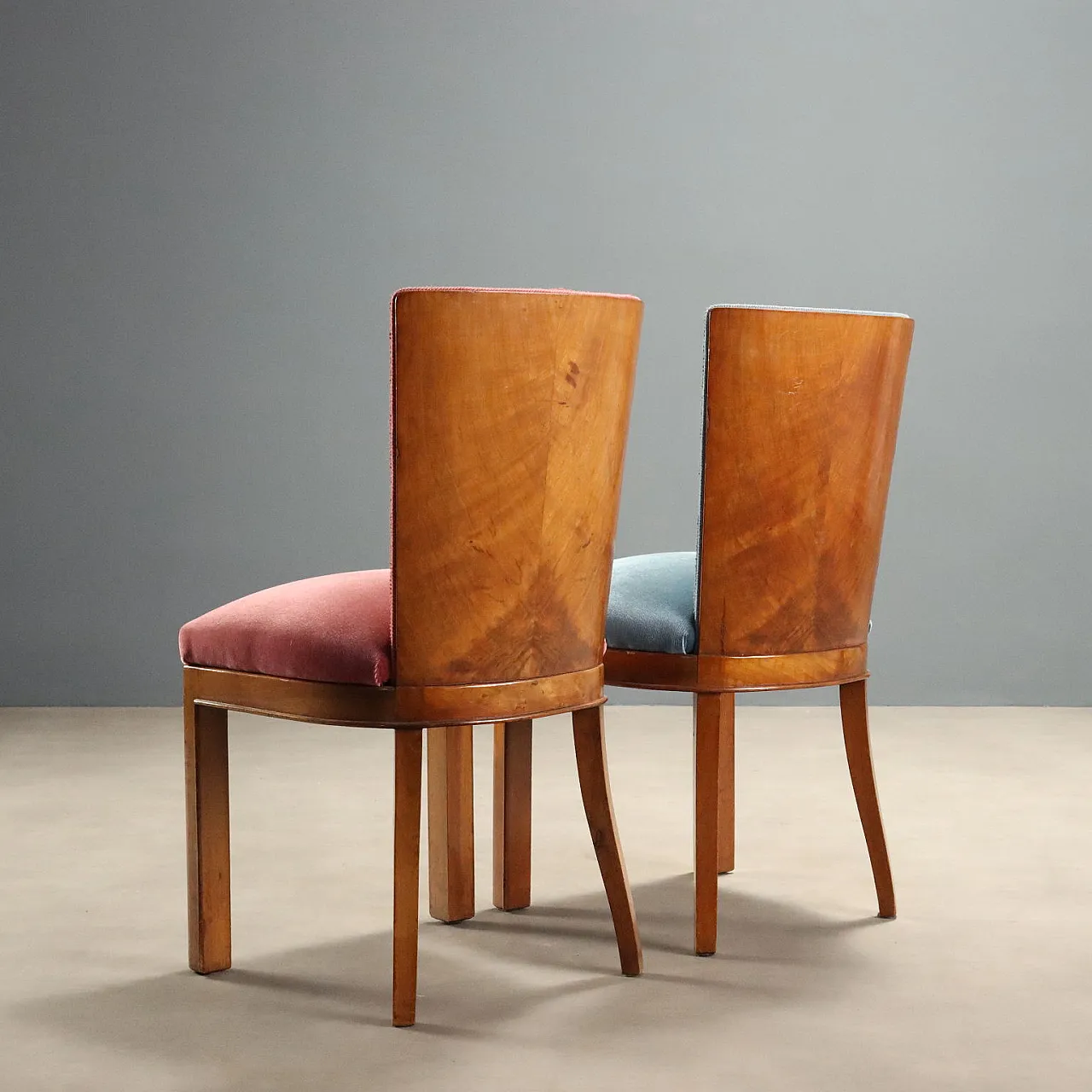 6 Chairs with velvet, 1950s 9