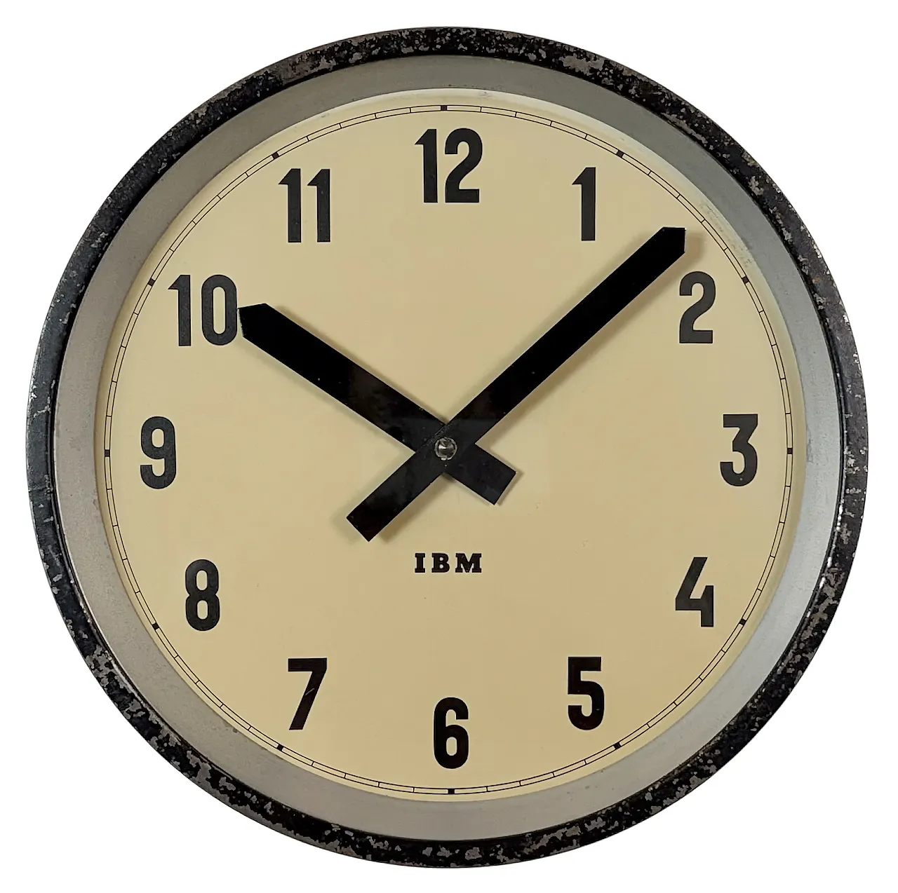 Black Industrial Factory Wall Clock from IBM, 1950s 1