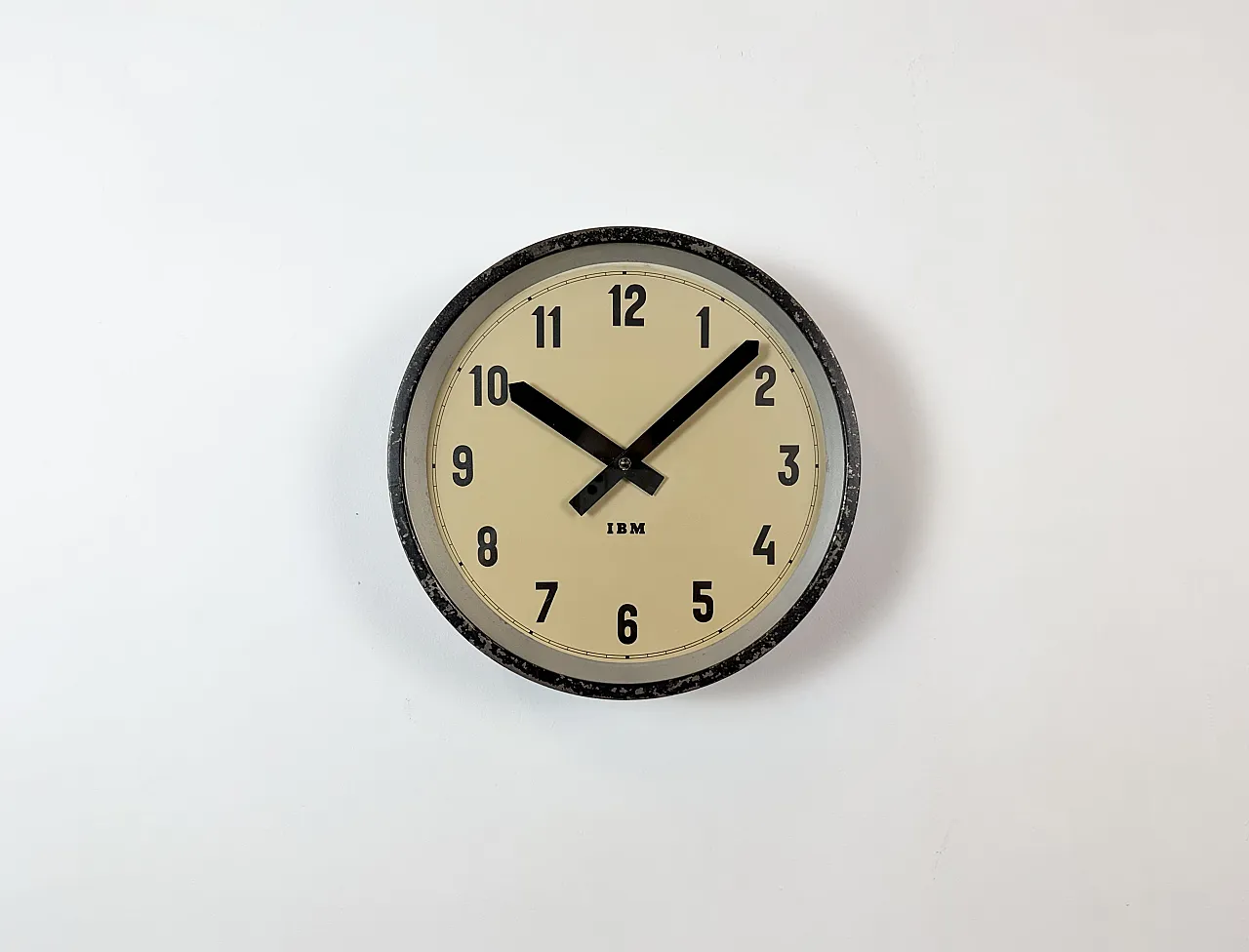 Black Industrial Factory Wall Clock from IBM, 1950s 2