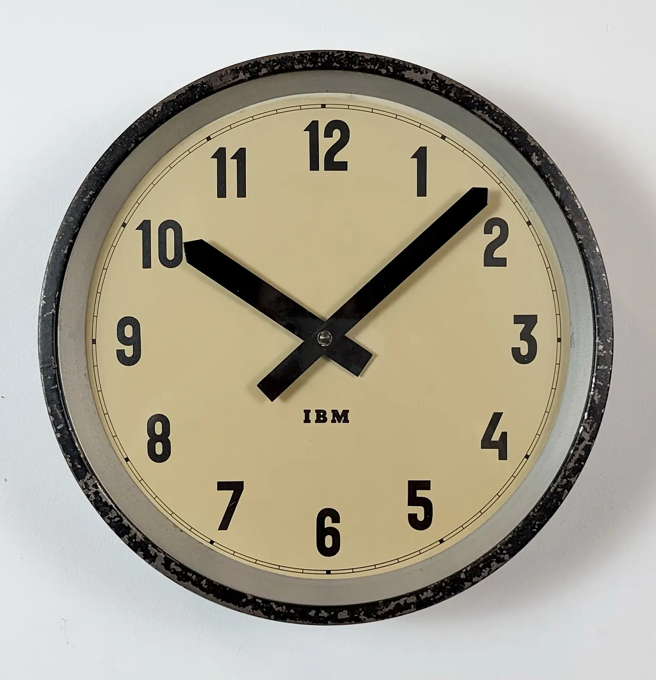 Black Industrial Factory Wall Clock from IBM, 1950s 3