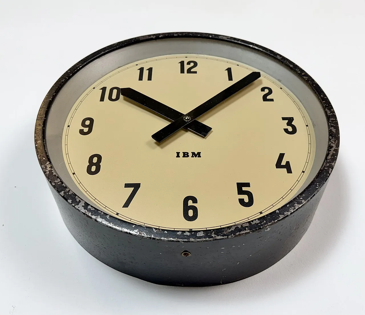 Black Industrial Factory Wall Clock from IBM, 1950s 7