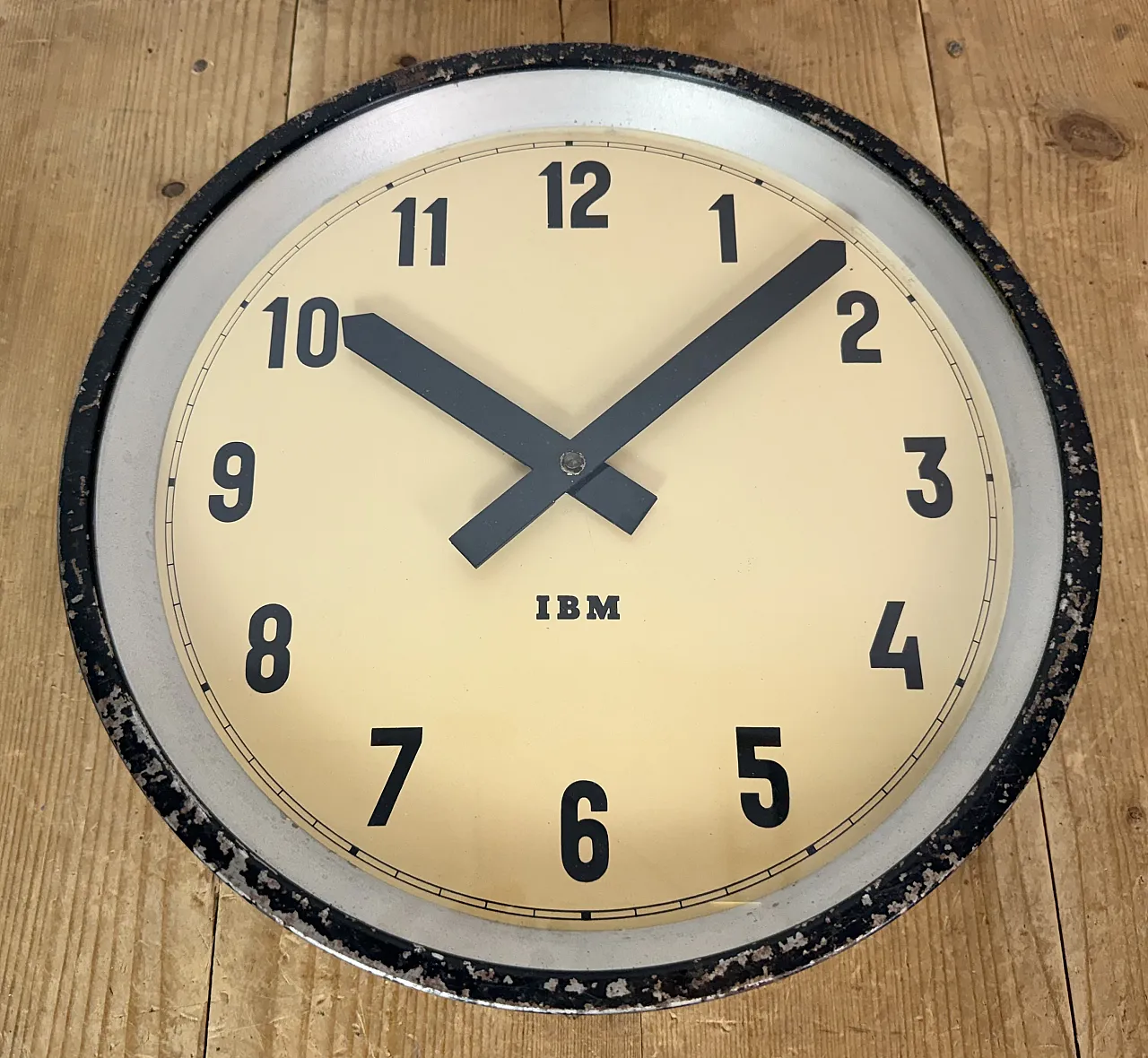 Black Industrial Factory Wall Clock from IBM, 1950s 9
