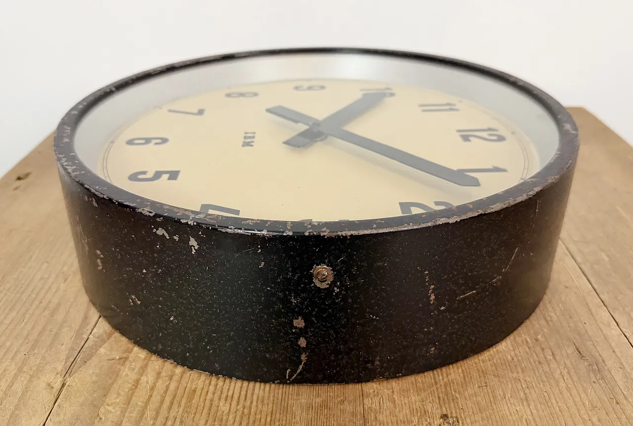 Black Industrial Factory Wall Clock from IBM, 1950s 12