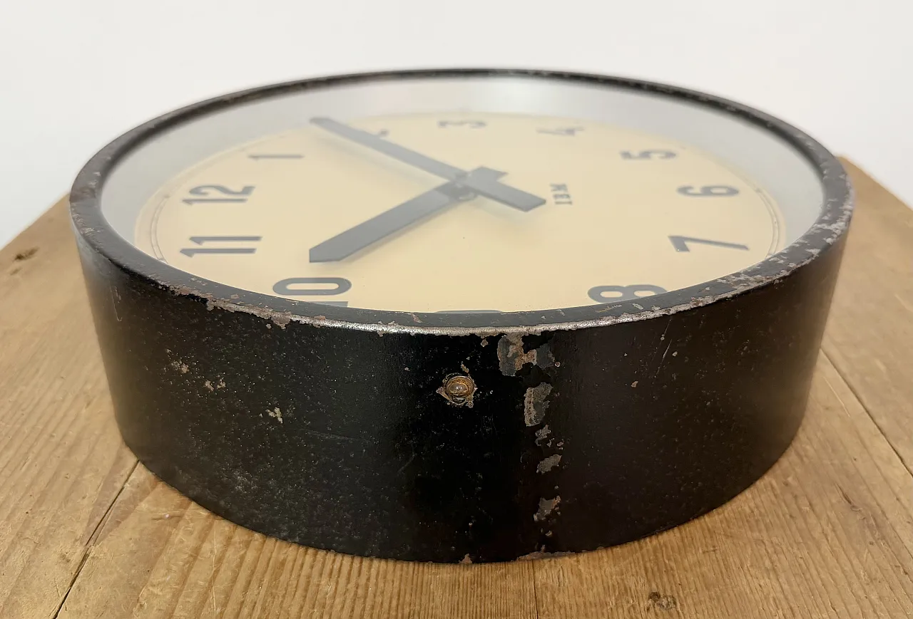 Black Industrial Factory Wall Clock from IBM, 1950s 14
