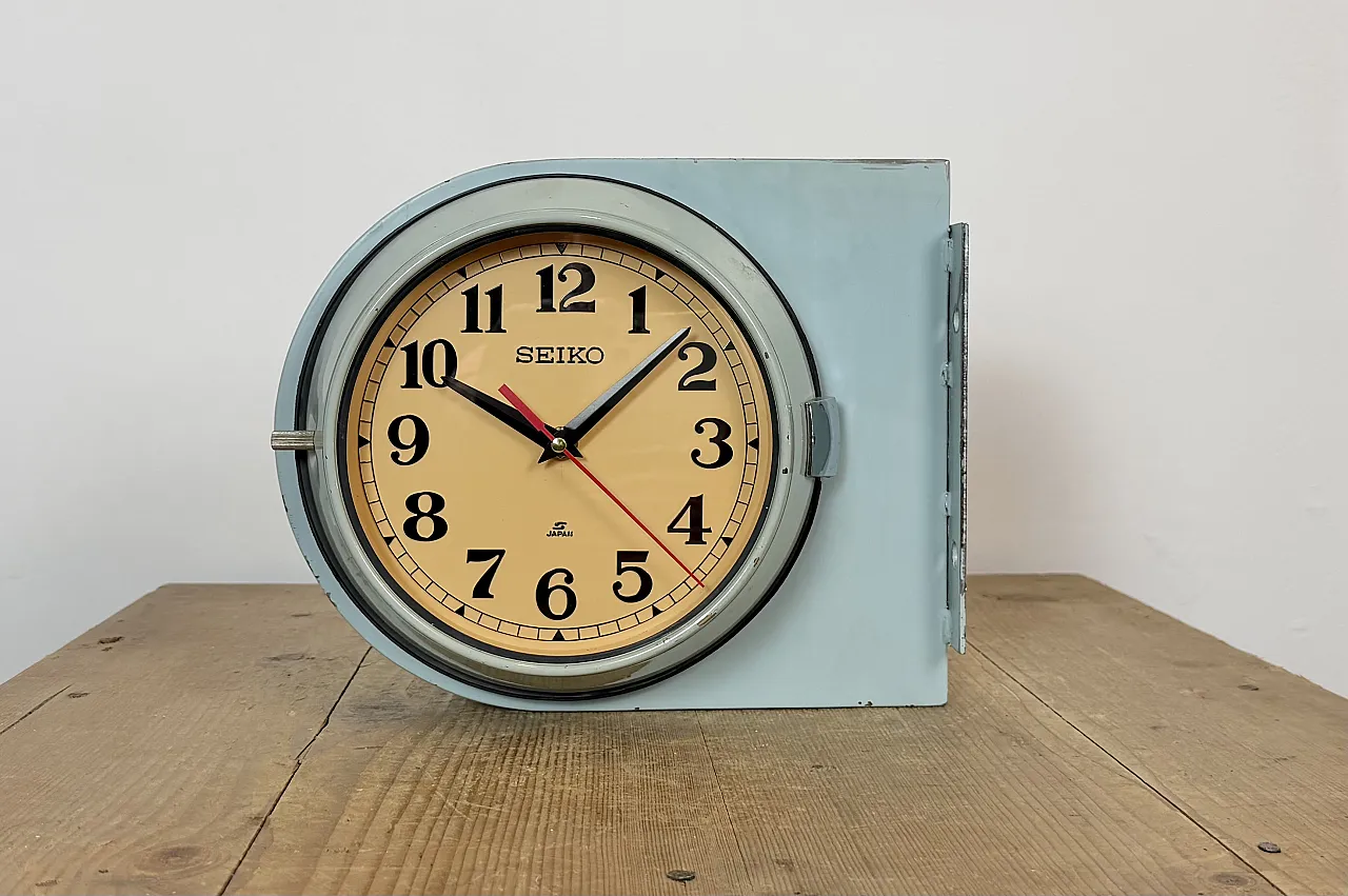 Blue Seiko Double-Sided Ships Wall Clock, 1980s 10