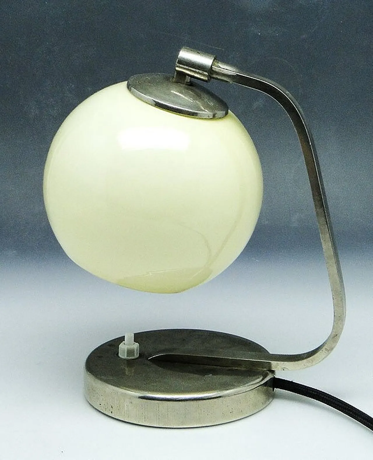 Mid-Century Glass and Metal Bedside Lamp, 1950s 1