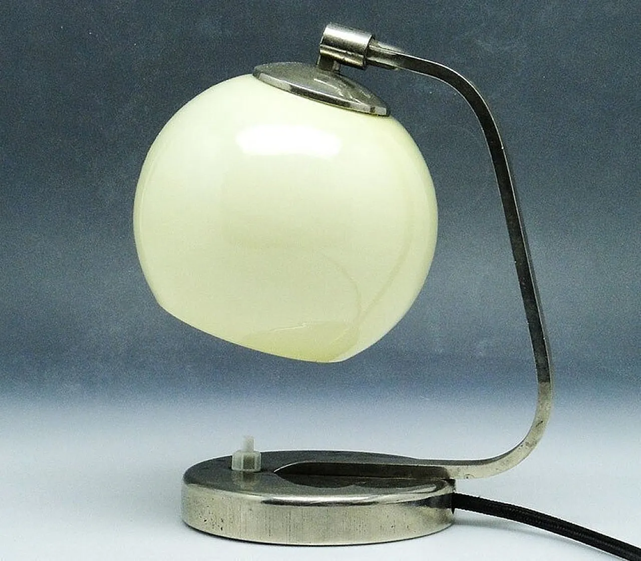 Mid-Century Glass and Metal Bedside Lamp, 1950s 2
